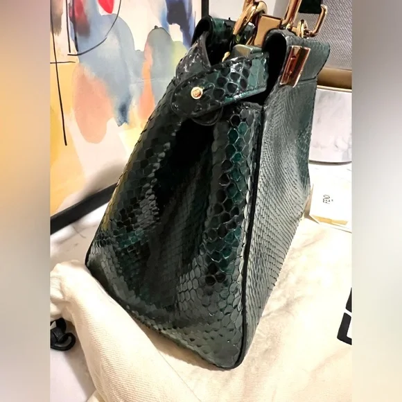 FENDI Peekaboo Mini Green python bag - Picture 8 of 16